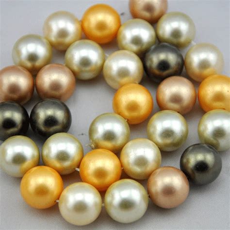 Strand Pcs Mm South Sea Shell Pearls Round Beads Mixed Etsy