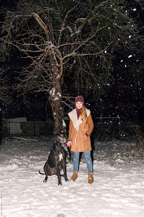Woman Walking Big Dog By Stocksy Contributor Danil Nevsky Stocksy