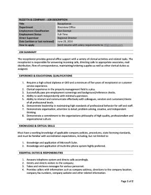 You take full ownership without blaming others. receptionist resume summary - Fill Out Online, Download Printable Templates in Word & PDF from ...