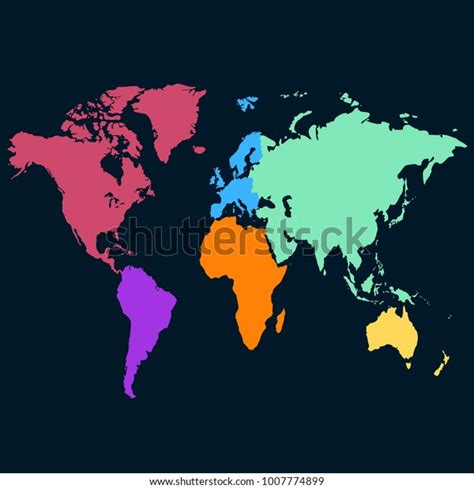 World Map Europe Asia America Africa Stock Vector Royalty Free 1007774899