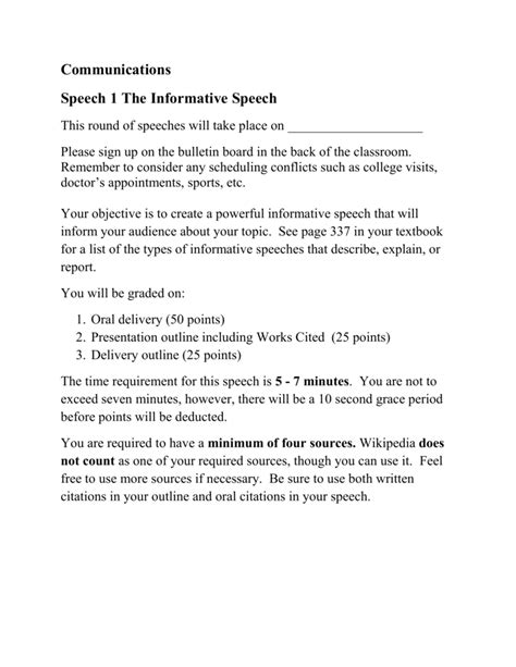 Informative Speech Outline Apa Format