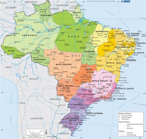Mapa Do Brasil Com Estados Capitais E Regiões
