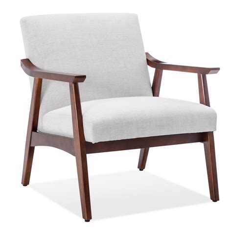 Belleze Accent Chair Armchair With Linen Fabric Bianca Light Gray