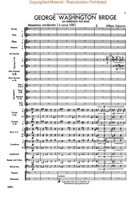 George Washington Bridge By W Schuman Sheet Music For Score Buy