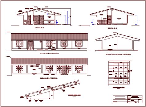 Elevation And Different Axis Section View For Rural Medical Area Dwg