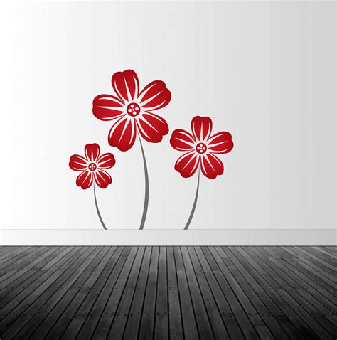 Floral Wall Decal Red Flower Decal Home Interior Decal Vinyl Wall