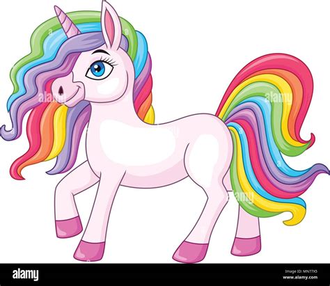 Cartoon Rainbow Unicorn Isolated On White Background Stock Vector Image