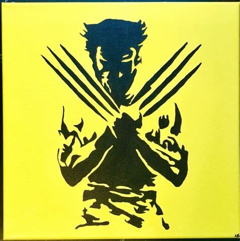 Wolverine Silhouette Acrylic Painting Painted On A Canvas 12x12