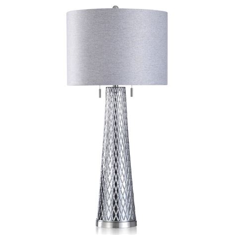 Stylecraft Home Collection Elyse Metallic Silver Smoke Table Lamp With