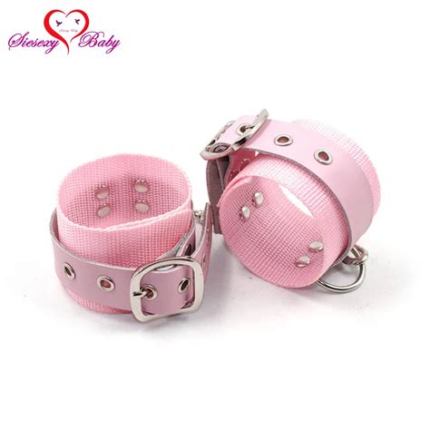 1 pair pink soft nylon handcuffs restraints sex bondage sex products ankle cuffs bondage slave