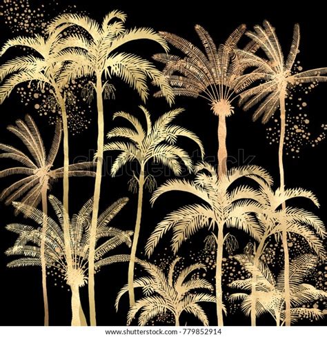 Beautiful Gold Palm Tree Illustration Stock Illustration 779852914