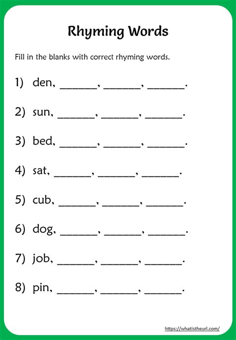 Rhyming Words Worksheet For 3rd Grade Your Home Teacher