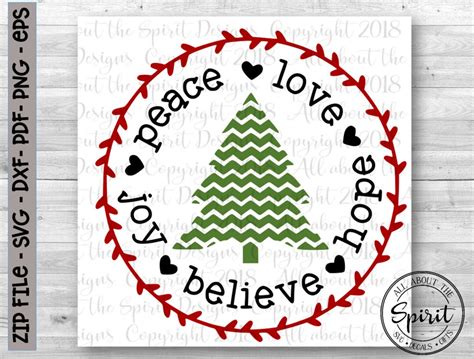 Christmas Svg Peace Love Joy Svg Believe Svg Christmas Cut Etsy