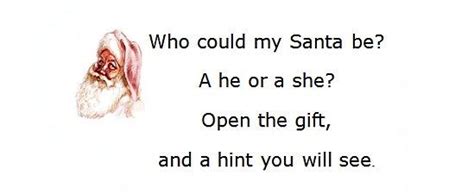 Secret Santa Reveal Riddle Secret Santa Poems Clever Sayings