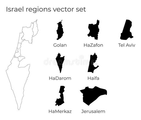Israel Map With Shapes Of Regions Stock Vector Illustration Of