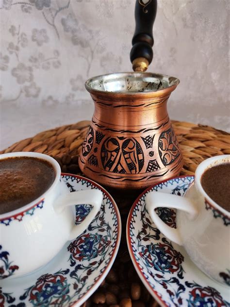 Turkish Coffee Set Copper Coffee Pot Traditional Turkish Etsy