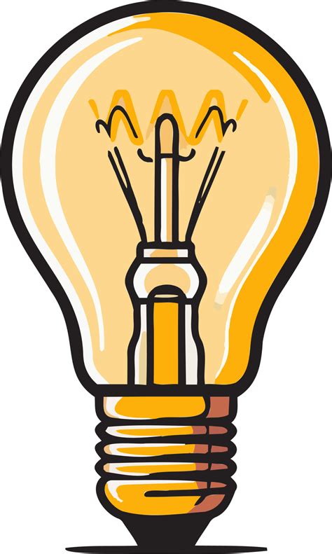Hand Drawn Vintage Light Bulb Logo In Flat Line Art Style 24786691 Png
