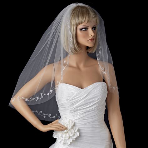 Elegant One Tier Silver Wedding Veils Elegant Bridal Hair Accessories