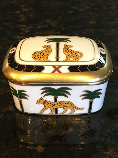 Christian Dior Casablanca Leopard And Palm Tree Trinket Box Etsy