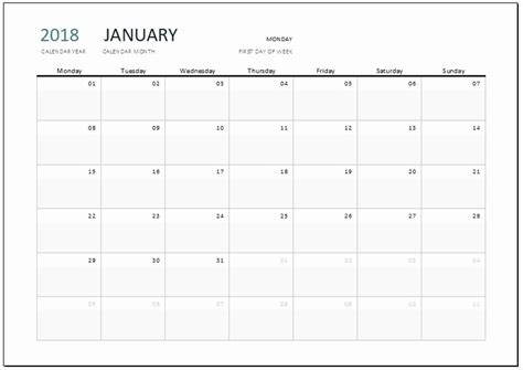 Ms Word Calendar Template 2018 Lovely Word Calendar Template Free Blank