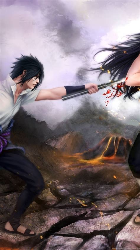 Art Naruto Sasuke Uchiha Madara Uchiha Battle Wallpapers
