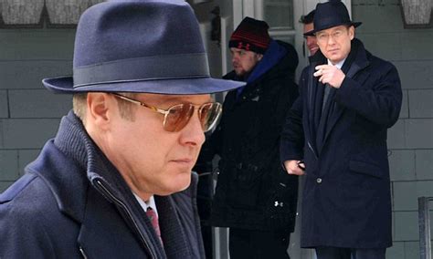 James Spader Looks Dapper In A Navy Fedora And Matching Wool Coat As He