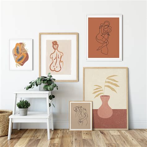 Macrame wall hanging boho wedding backdrop handmade door window curtain decor. terracottanoon + Set Of 5 Prints Boho Decor Gallery Wall, Digital Download
