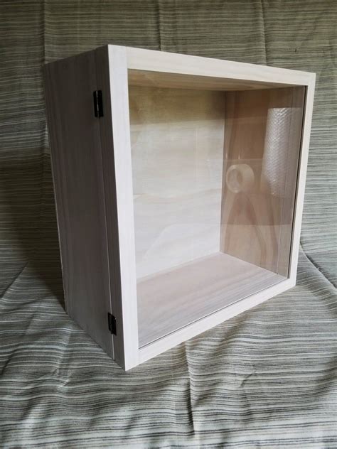 12 X 12 X 5 Wooden Shadow Box Hinged Glass Lid Etsy Wooden Shadow