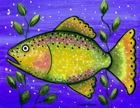 Whimsical Folk Art Fish Painting By Sandra Estes Pixels