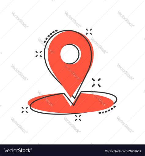 Cartoon Map Pointer Icon In Comic Style Gps Vector Image