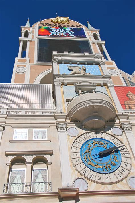 The Clock On The Tower In Venetian Hotel In Las Vegas Editorial