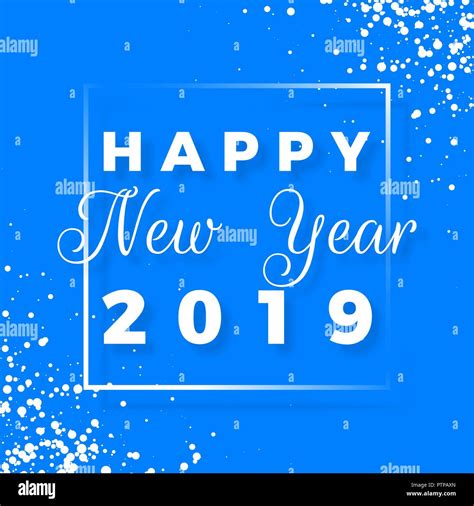Happy New Year 2019 Greeting Card On Blue Background Vector
