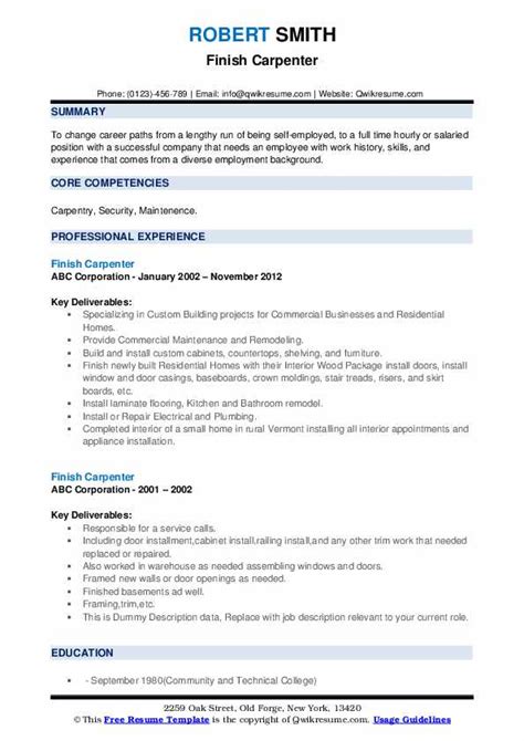 Get actionable english teacher resume examples, skills list, and experience section sample. Finish Carpenter Resume Samples | QwikResume