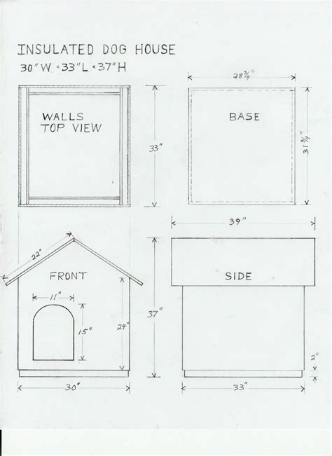 The Plans For An Insulated Dog House Are Shown In Black And White With
