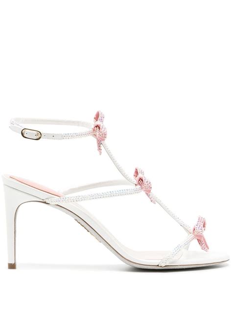 rené caovilla crystal bow embellished sandals farfetch