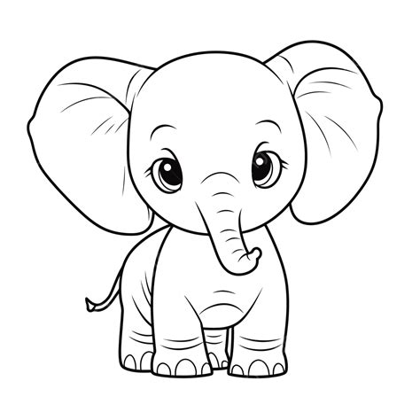 An Elephant For Coloring Outline Sketch Drawing Vector Elephant
