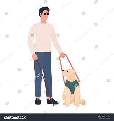 Blind Young Man Guide Dog Disabled Stock Vector Royalty Free