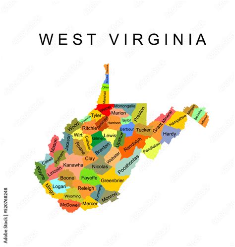 West Virginia Vector Map Silhouette Illustration Isolated On White