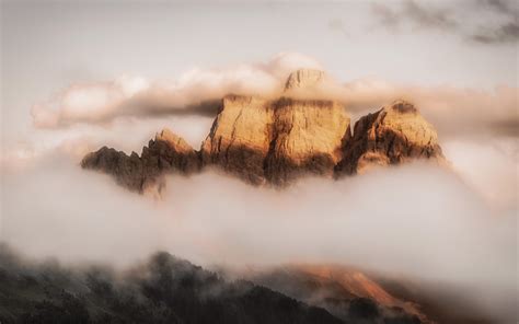 Wallpaper Mountains Fog Clouds Monte Pelmo Dolomites Italy Hd