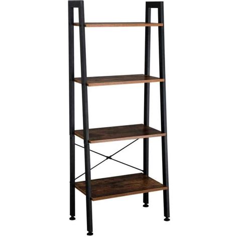 4 Layer Durable Bookcase Bookshelf Leaning Wall Shelf Shelving Ladder