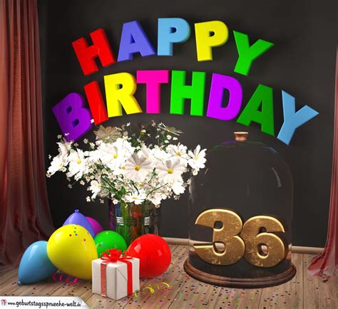 Happy Birthday 36 Jahre Glückwunschkarte Mit Margeriten Blumenstrauß