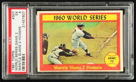 mickey mantle 1961 topps 307 world series game 2 psa 5 pristine auction