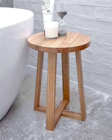 Round Side Table Wooden Stool Bedside Table Etsy Australia Wooden