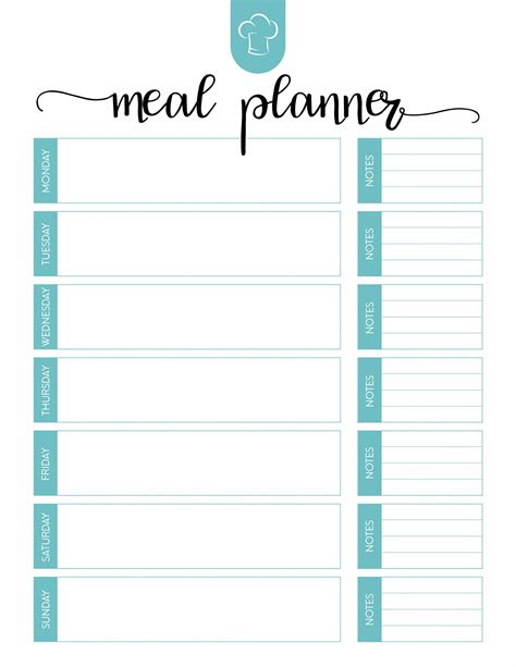Meal Planning Calendar Printable Meal Planning Template Weekly Meal