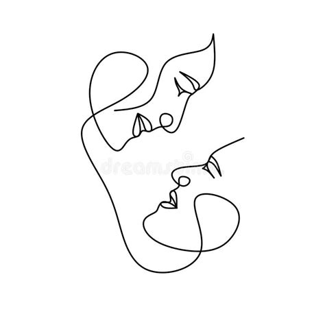 Couple S Face One Line Drawing Man And Woman Face Love Romance