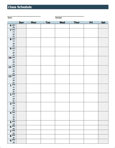 weekly schedule template    documents