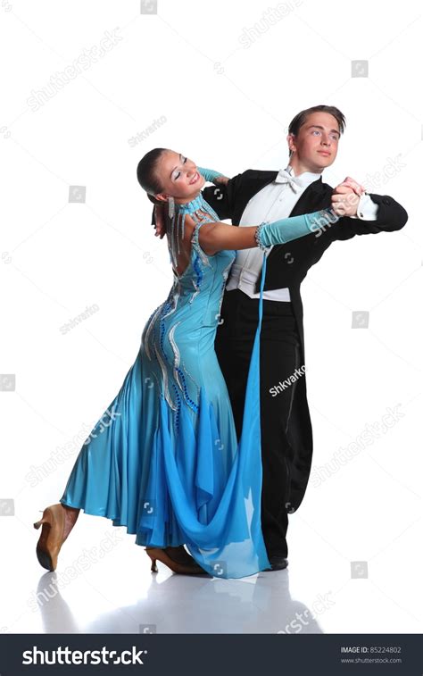Beautiful Couple In The Active Ballroom Dance Stock Photo 85224802