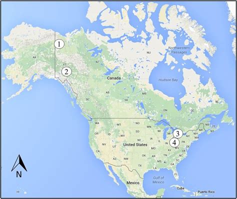 Terrain Map Of North America Indicating Sample Collection Sites 1 Old