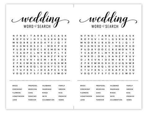 Free Printable Bridal Shower Games Wedding Word Search