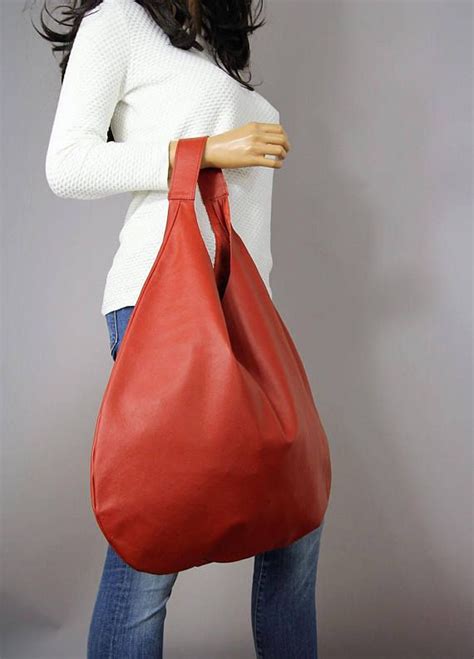 Sale RED LEATHER HOBO Bag Red Handbag For Women Red Handbag Etsy